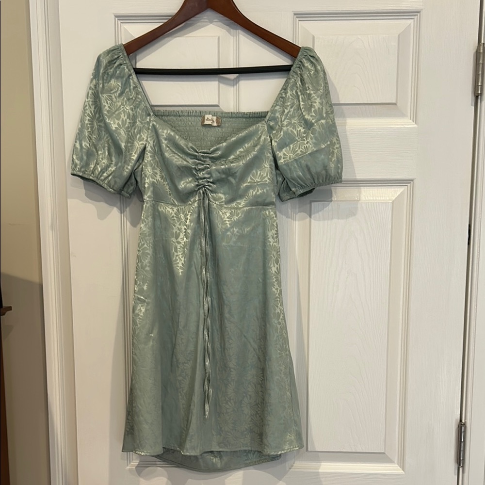 Altar'd State Sage Green Smocked Dress